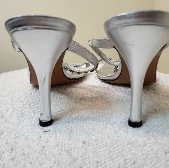 Stuart Weitzman Elegant Silver Rinestone Strappy Women's Heels - Picture 5 of 14